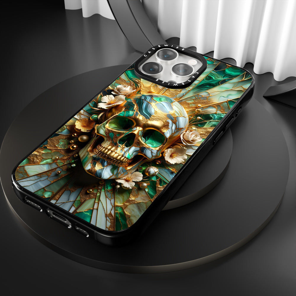 Abstract Floral Gold Skull - Etui