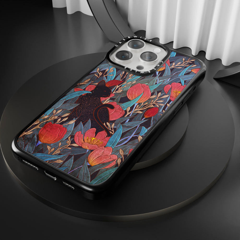 Black cat and tulips - Etui