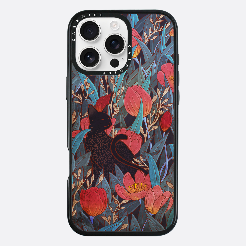 Black cat and tulips - Etui
