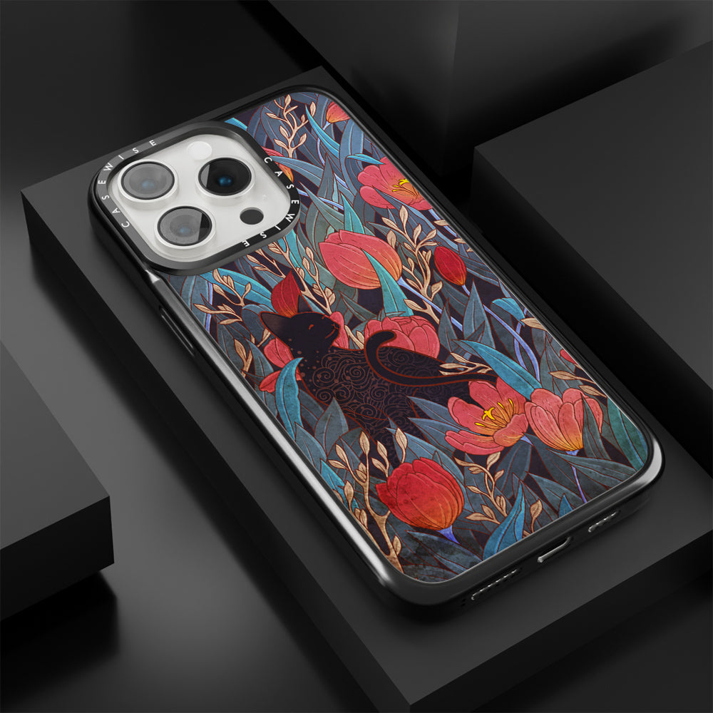 Black cat and tulips - Etui