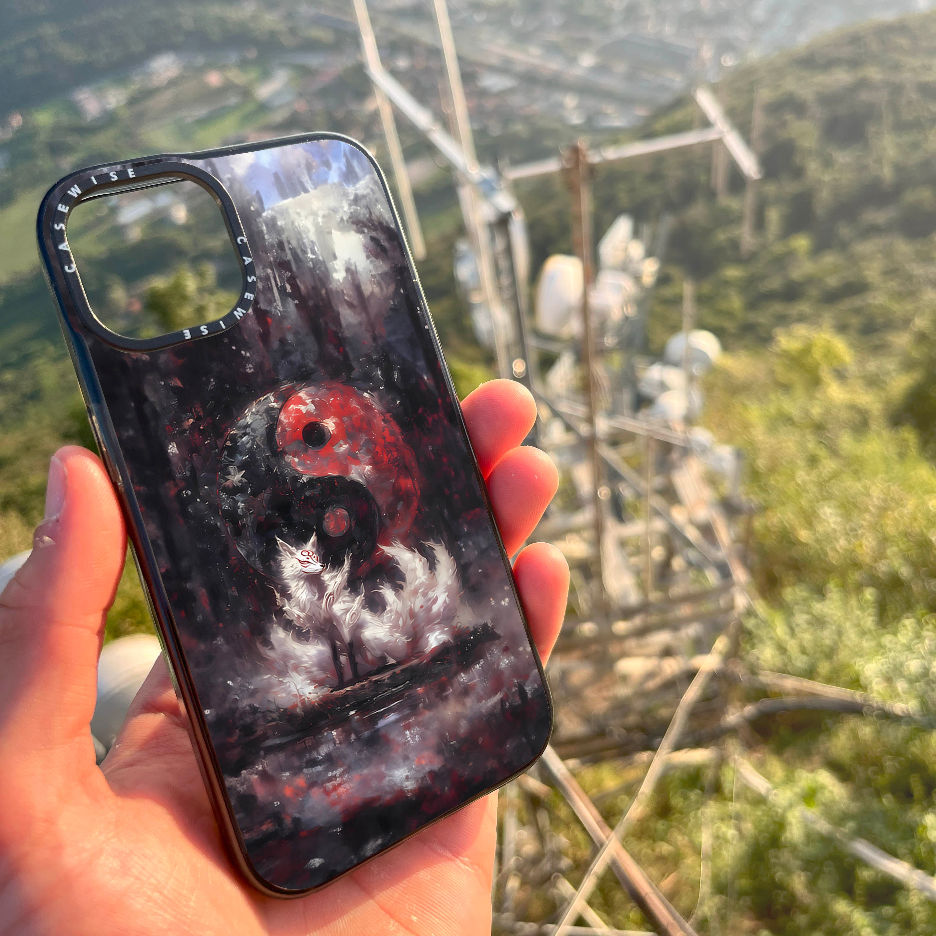 Kitsune Yin i Yang Malowanie - Etui