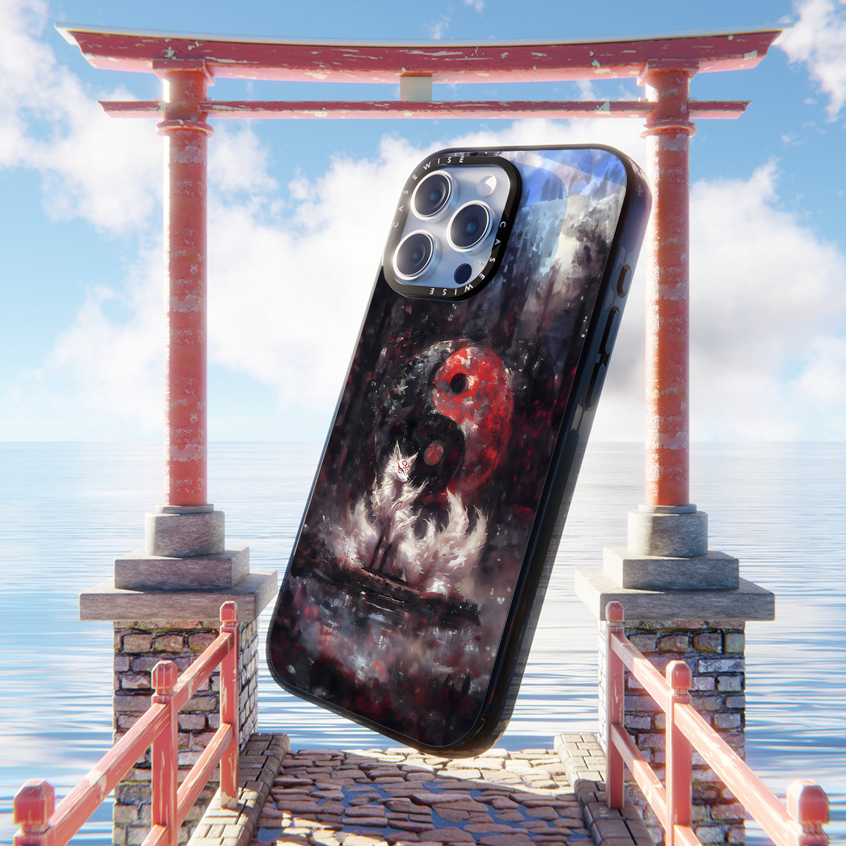 Kitsune Yin i Yang Malowanie - Etui