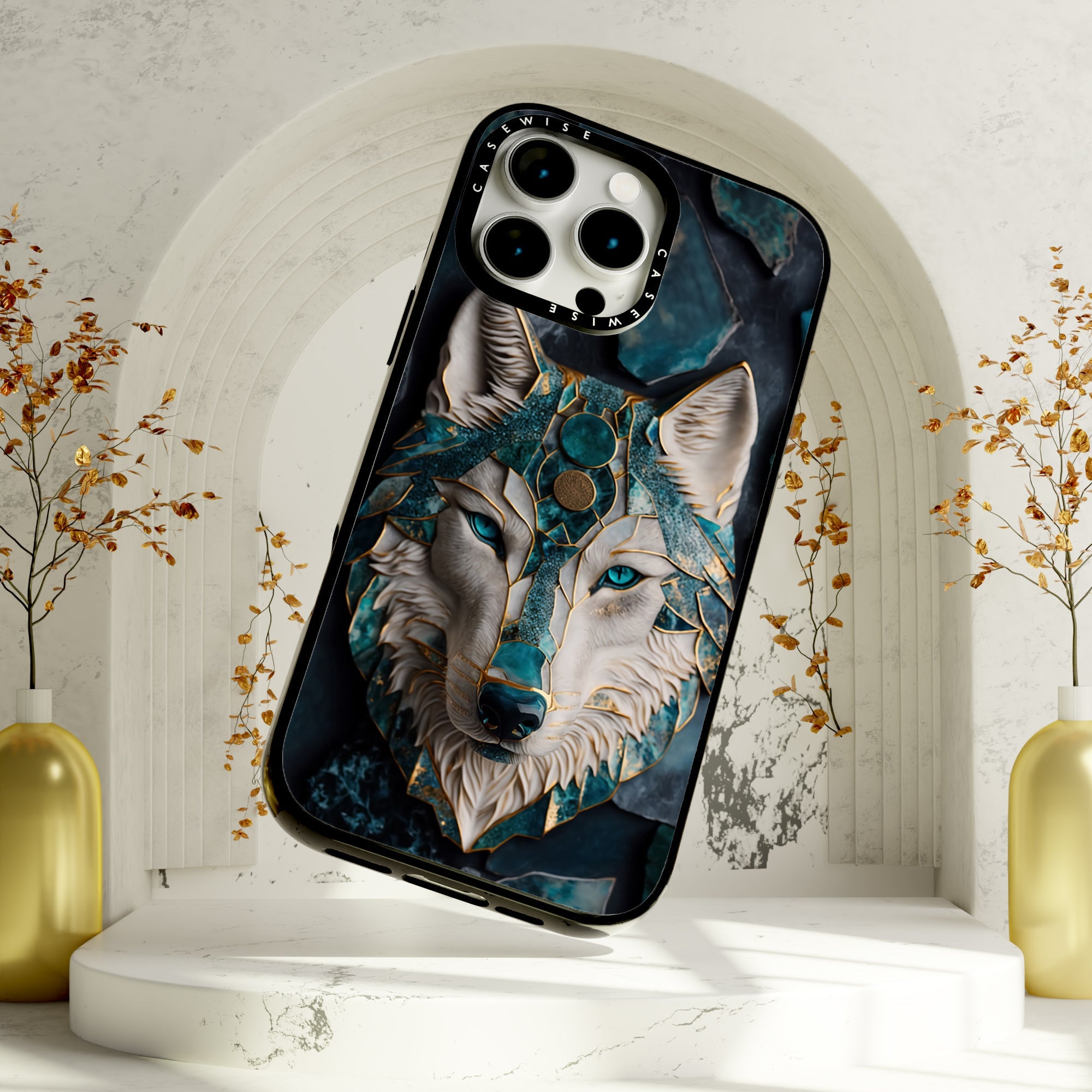 Abstract Wolf Kintsugi Art - Etui