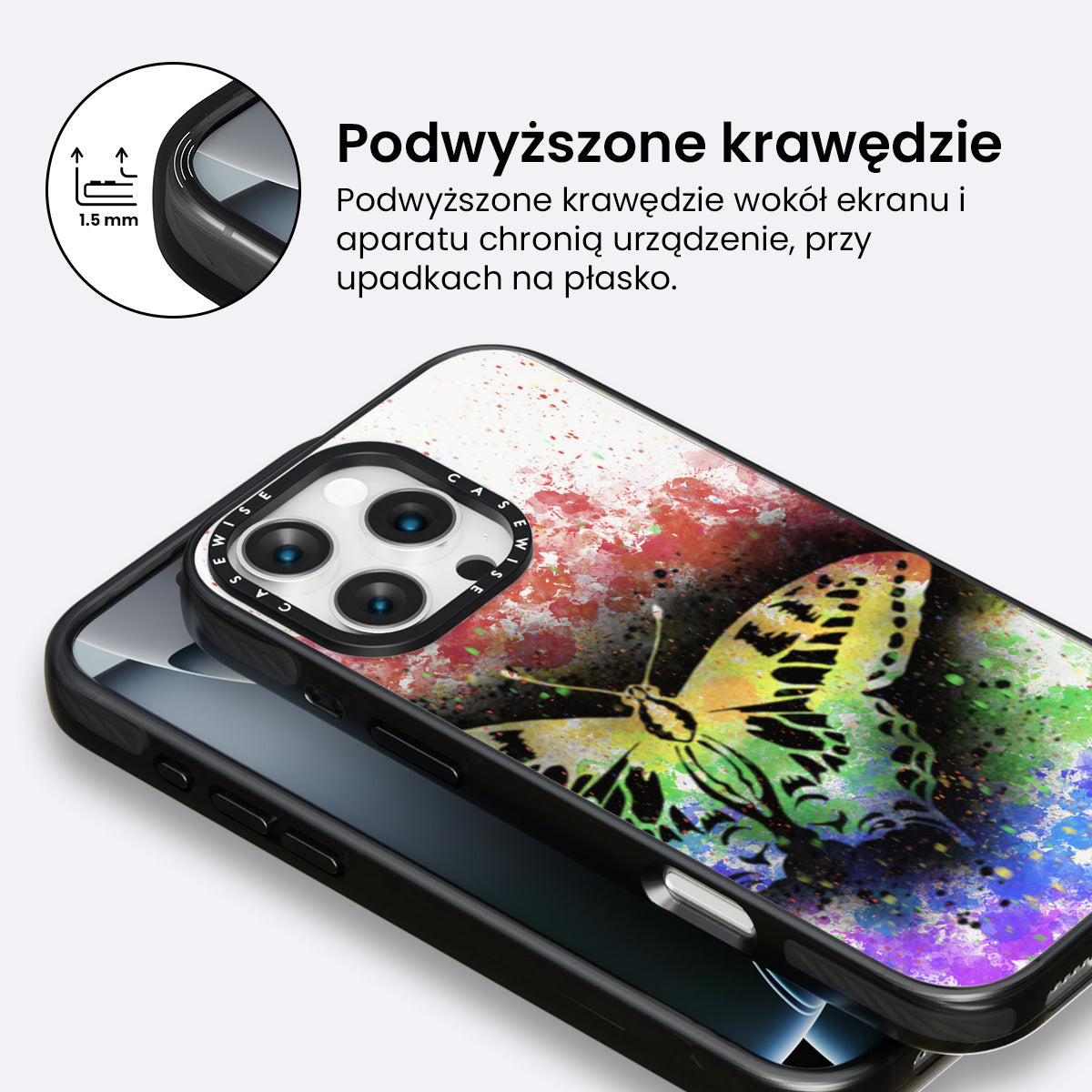 Motyl Tęczowy przezroczysty - Etui