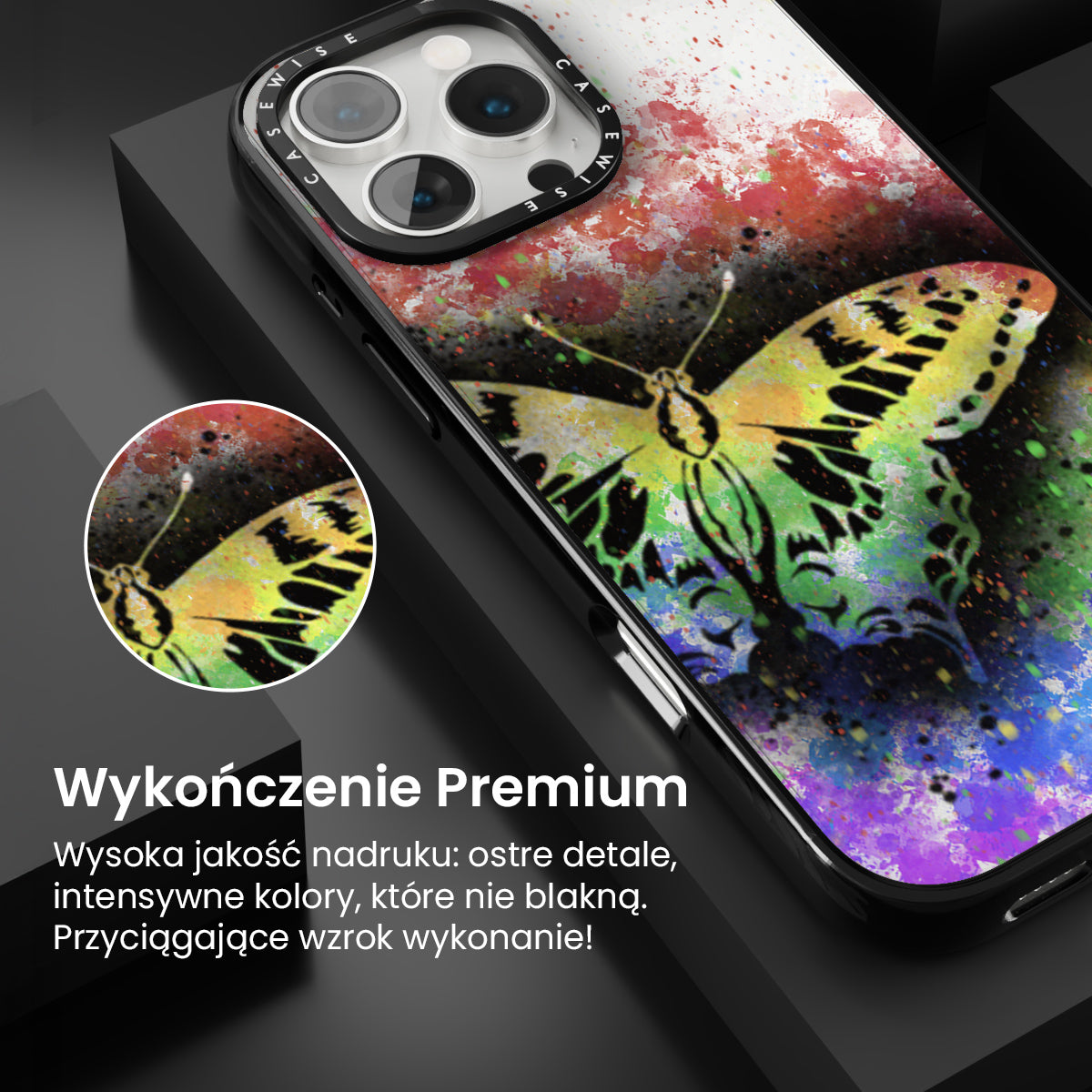 Motyl Tęczowy przezroczysty - Etui