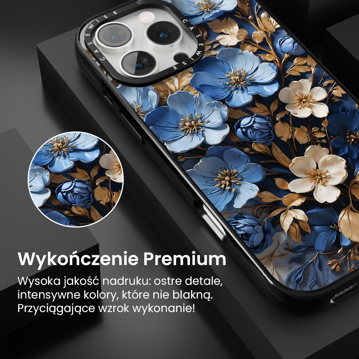 Błękitny Bukiet Kwiatów - Etui