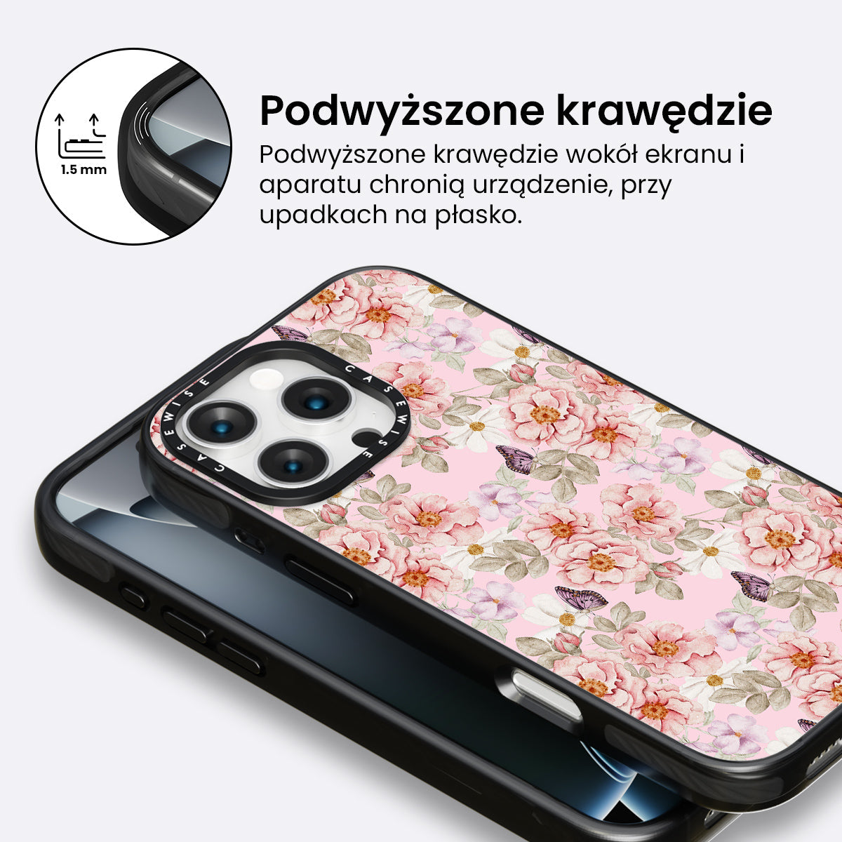 Kwiecisty ogród na różowym tle - Etui