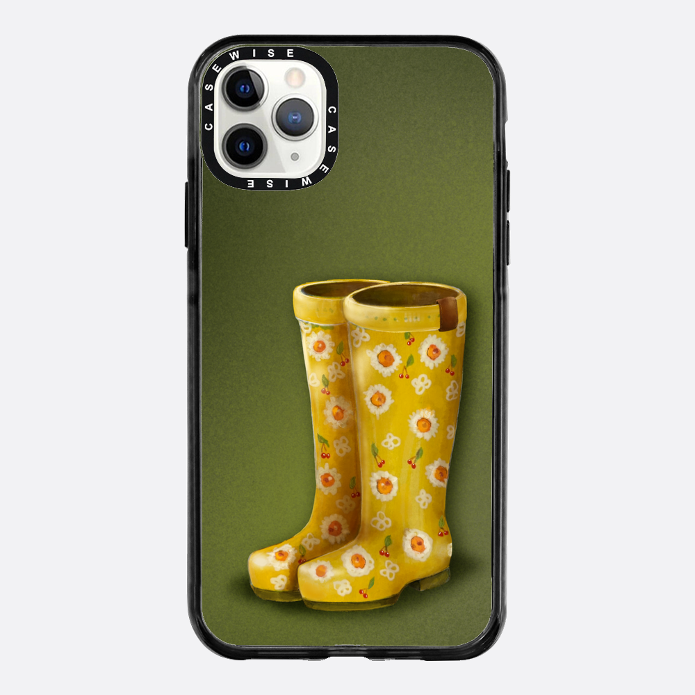 Żółte kalosze w kwiaty - Etui