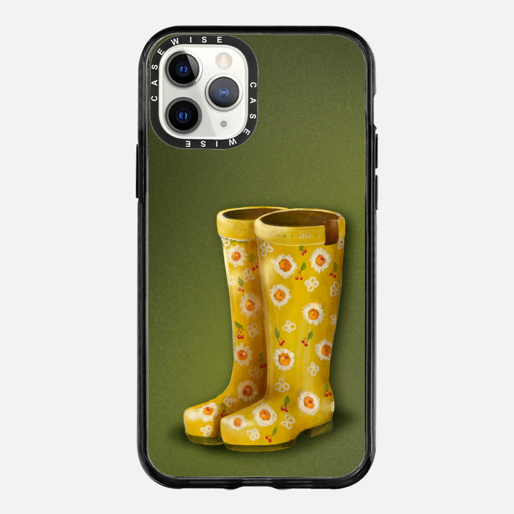 Żółte kalosze w kwiaty - Etui