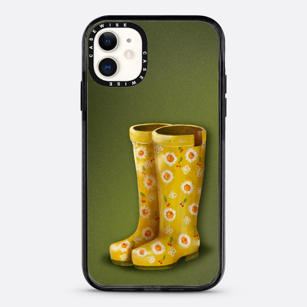 Żółte kalosze w kwiaty - Etui