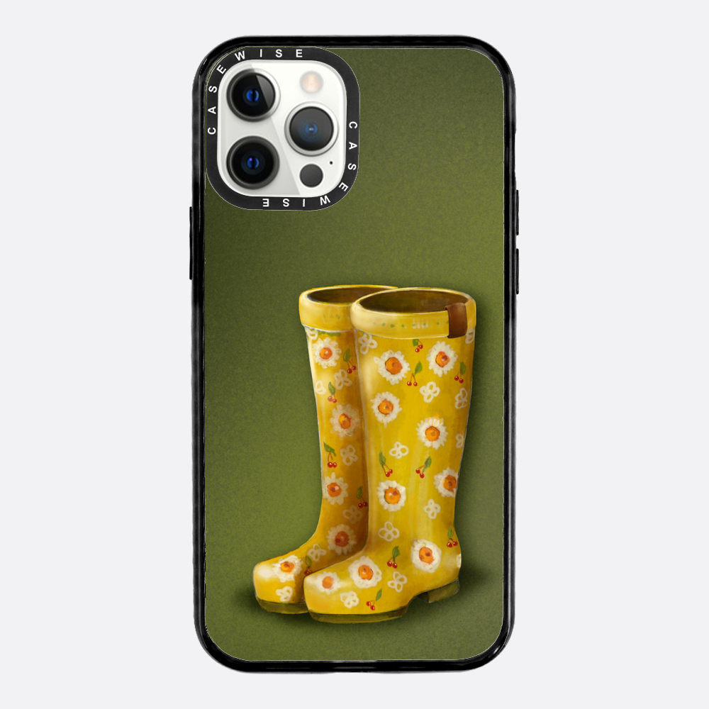 Żółte kalosze w kwiaty - Etui
