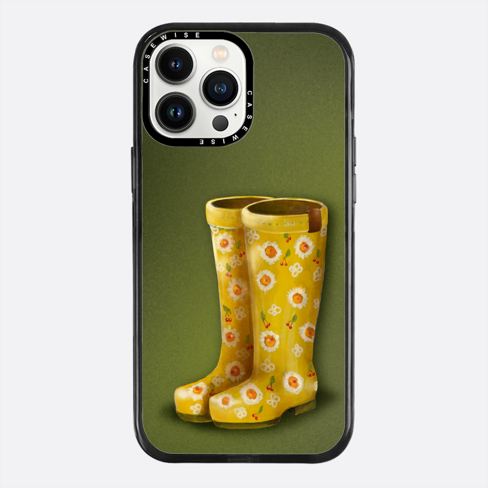 Żółte kalosze w kwiaty - Etui