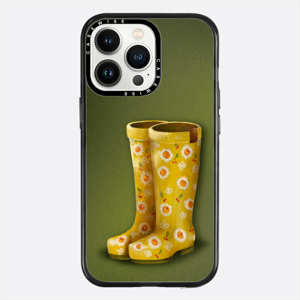 Żółte kalosze w kwiaty - Etui