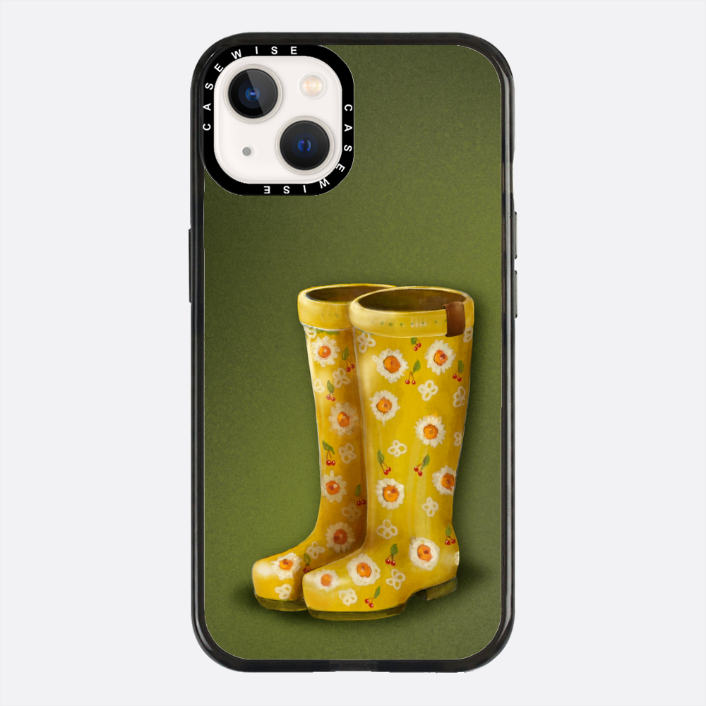 Żółte kalosze w kwiaty - Etui