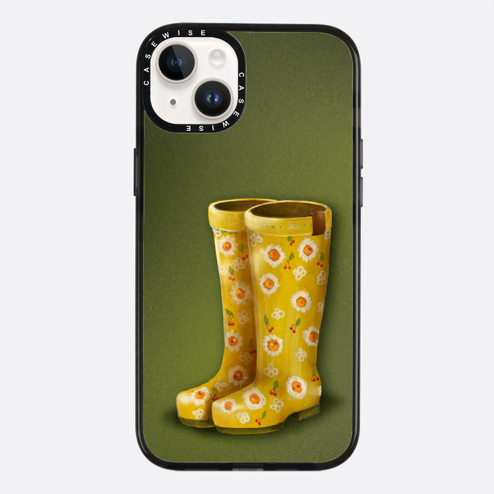 Żółte kalosze w kwiaty - Etui