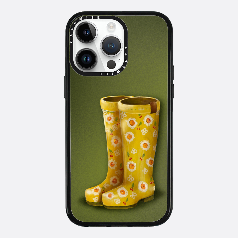 Żółte kalosze w kwiaty - Etui