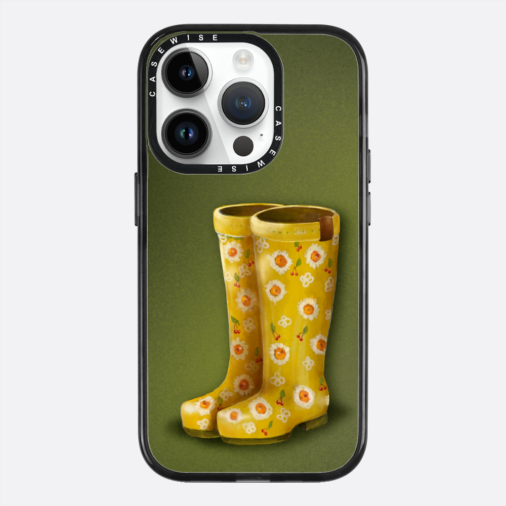 Żółte kalosze w kwiaty - Etui