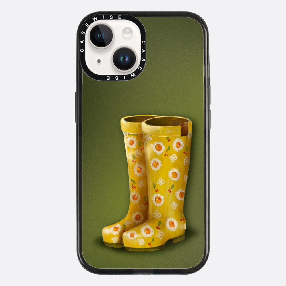 Żółte kalosze w kwiaty - Etui