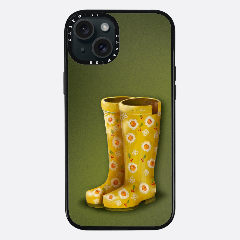 Żółte kalosze w kwiaty - Etui