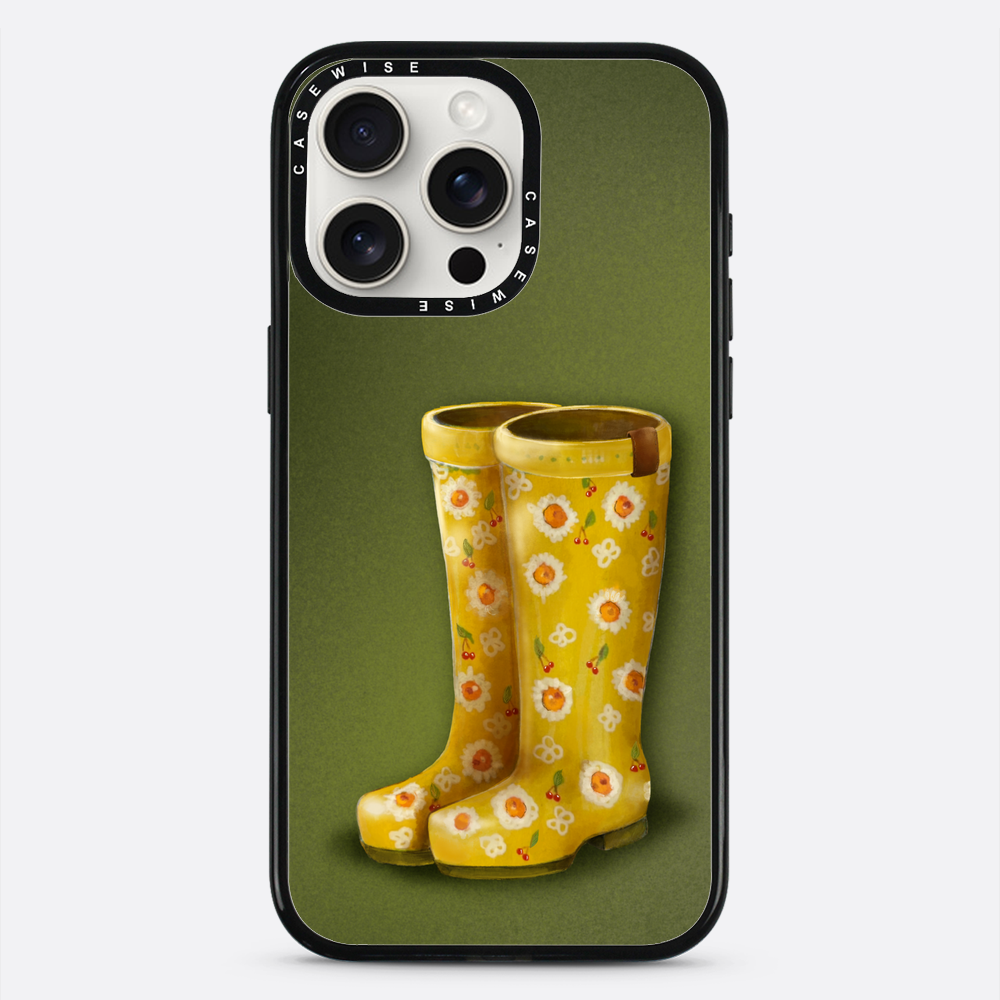 Żółte kalosze w kwiaty - Etui