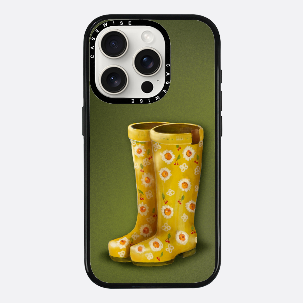Żółte kalosze w kwiaty - Etui