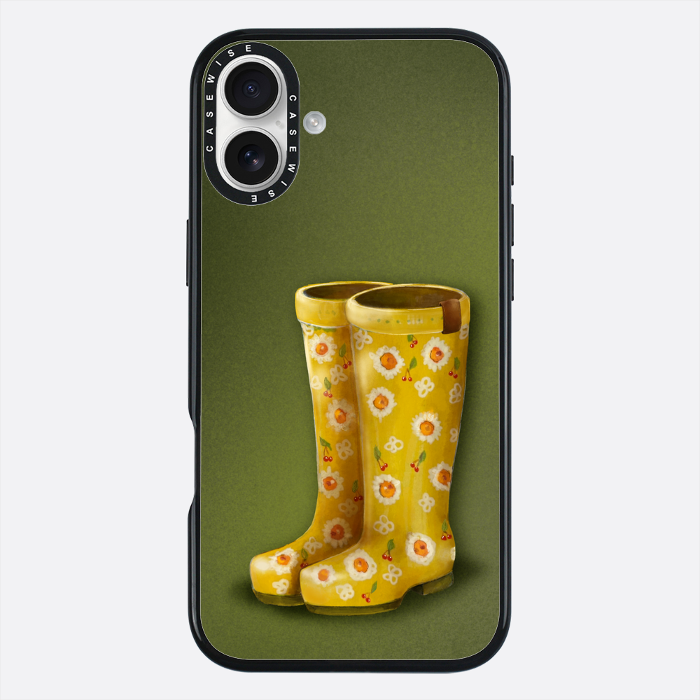 Żółte kalosze w kwiaty - Etui