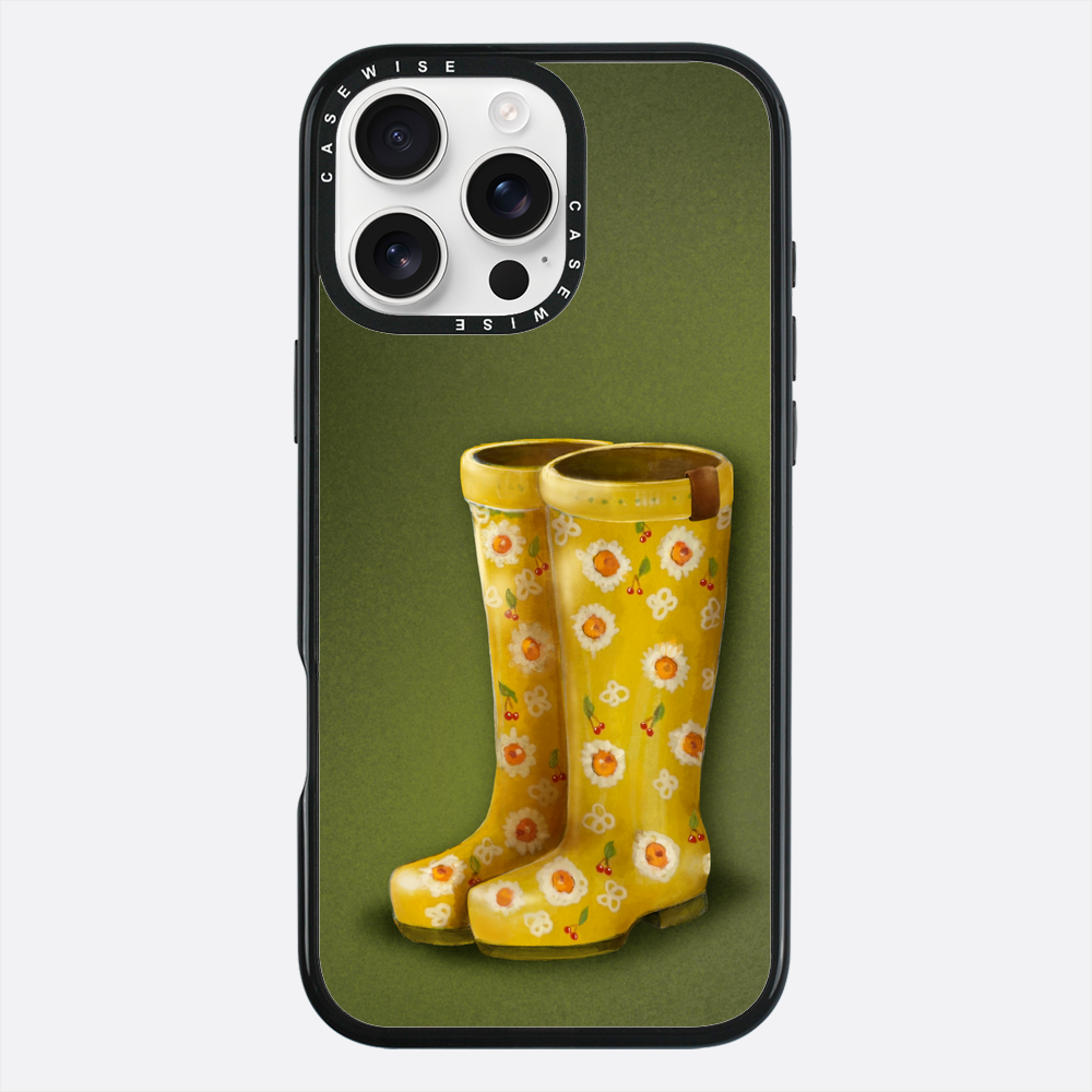 Żółte kalosze w kwiaty - Etui