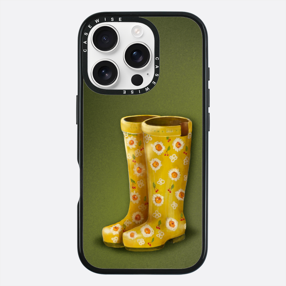 Żółte kalosze w kwiaty - Etui