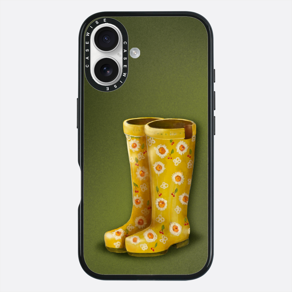 Żółte kalosze w kwiaty - Etui