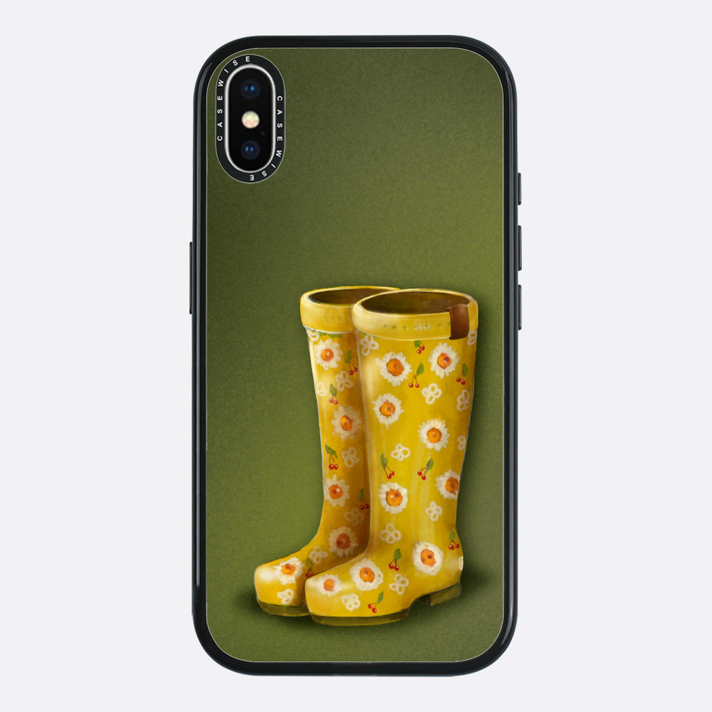 Żółte kalosze w kwiaty - Etui