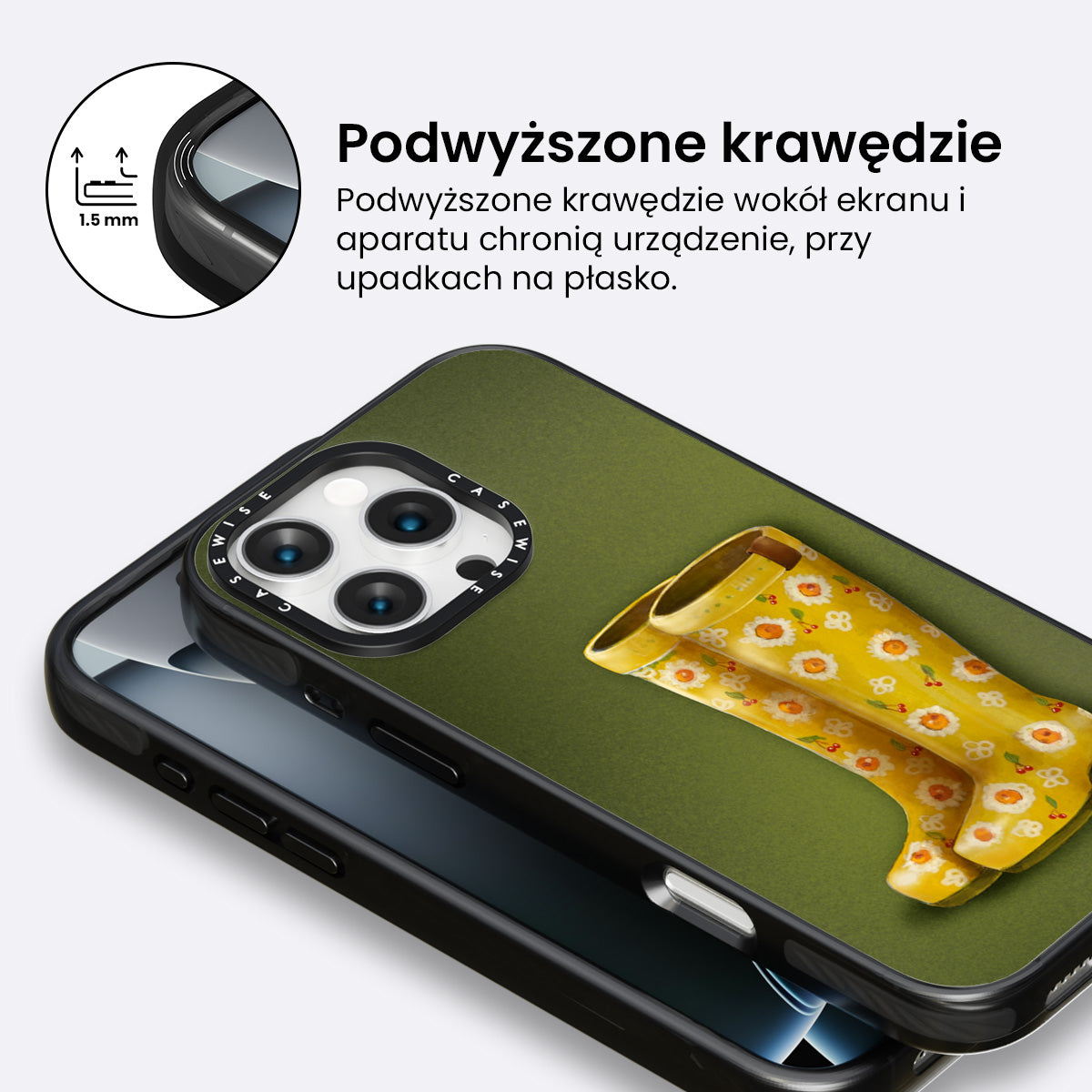 Żółte kalosze w kwiaty - Etui