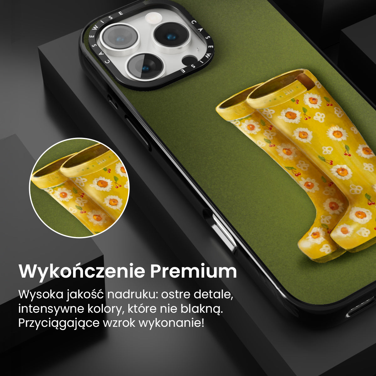 Żółte kalosze w kwiaty - Etui