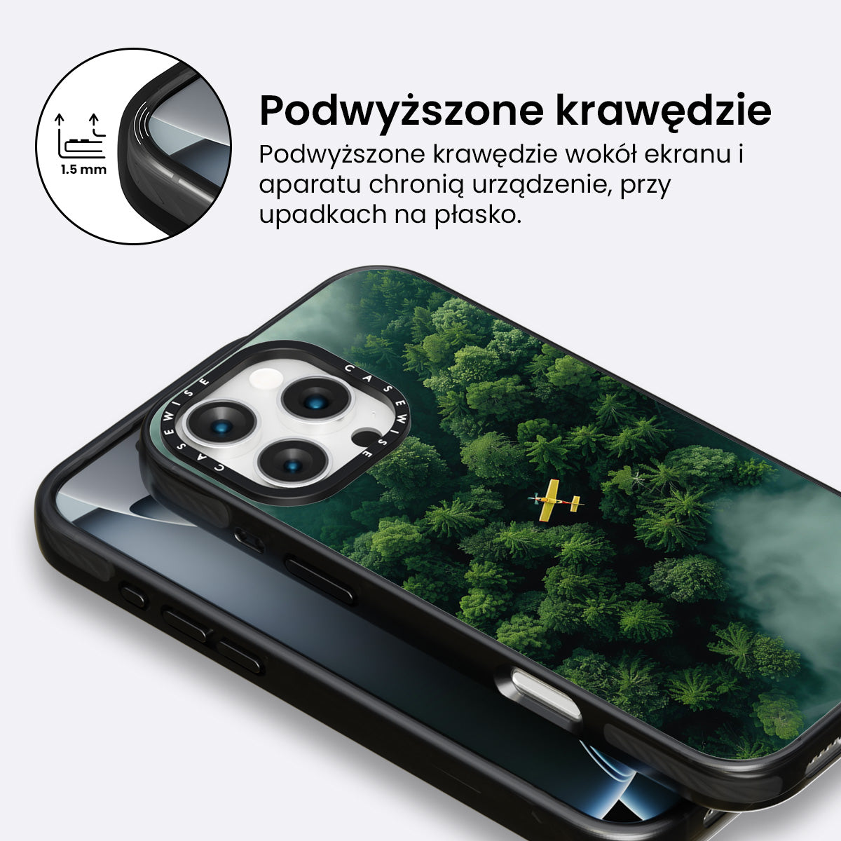 Żółty samolot nad tajemniczym lasem we mgle - Etui