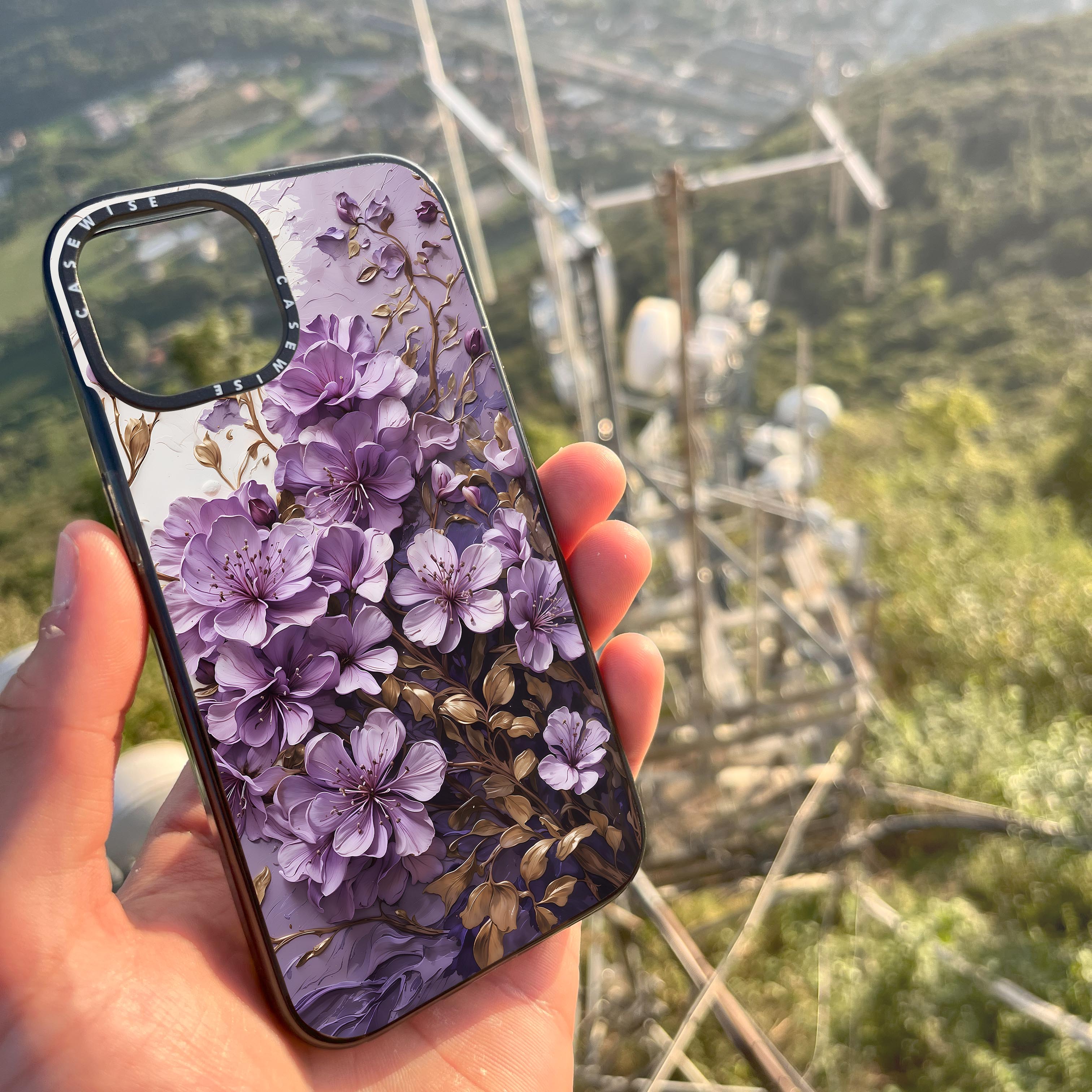 Fioletowe Kwiaty Impasto - Etui