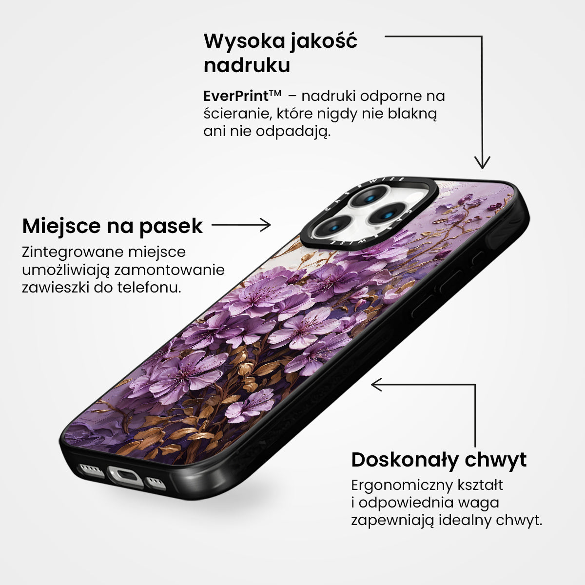 Fioletowe Kwiaty Impasto - Etui