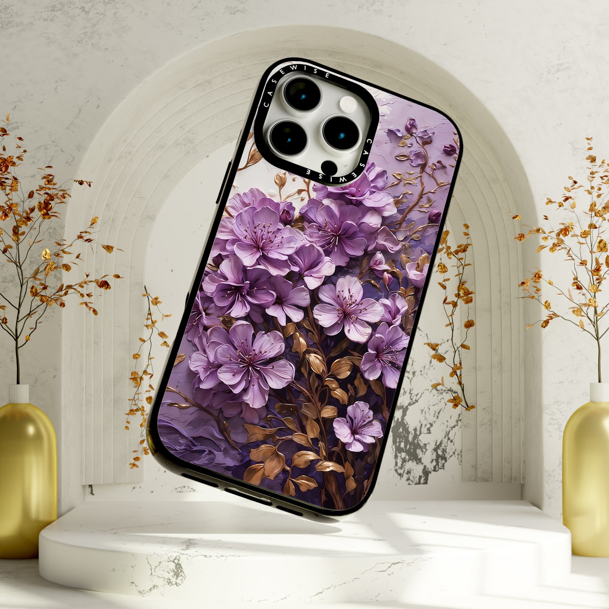 Fioletowe Kwiaty Impasto - Etui