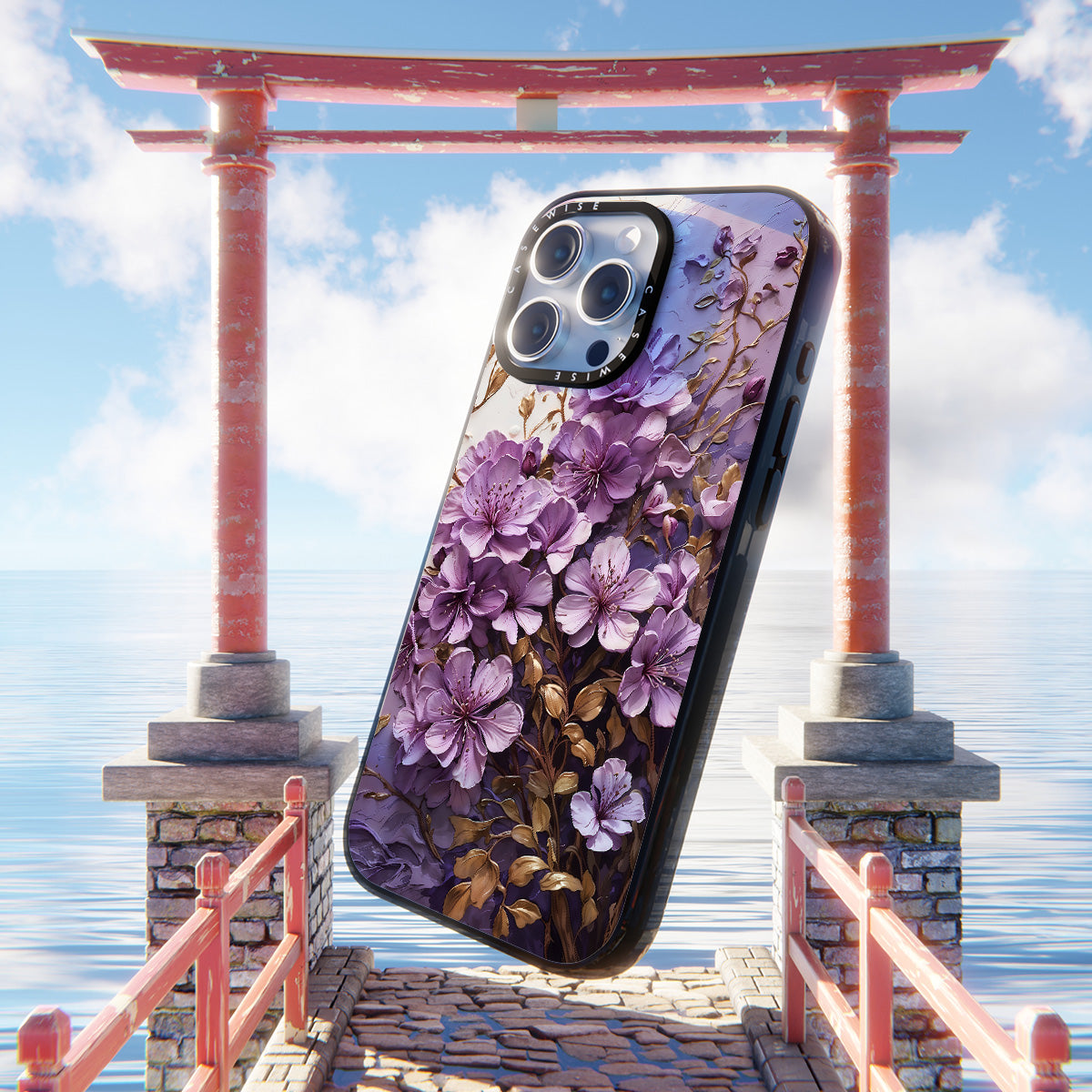 Fioletowe Kwiaty Impasto - Etui