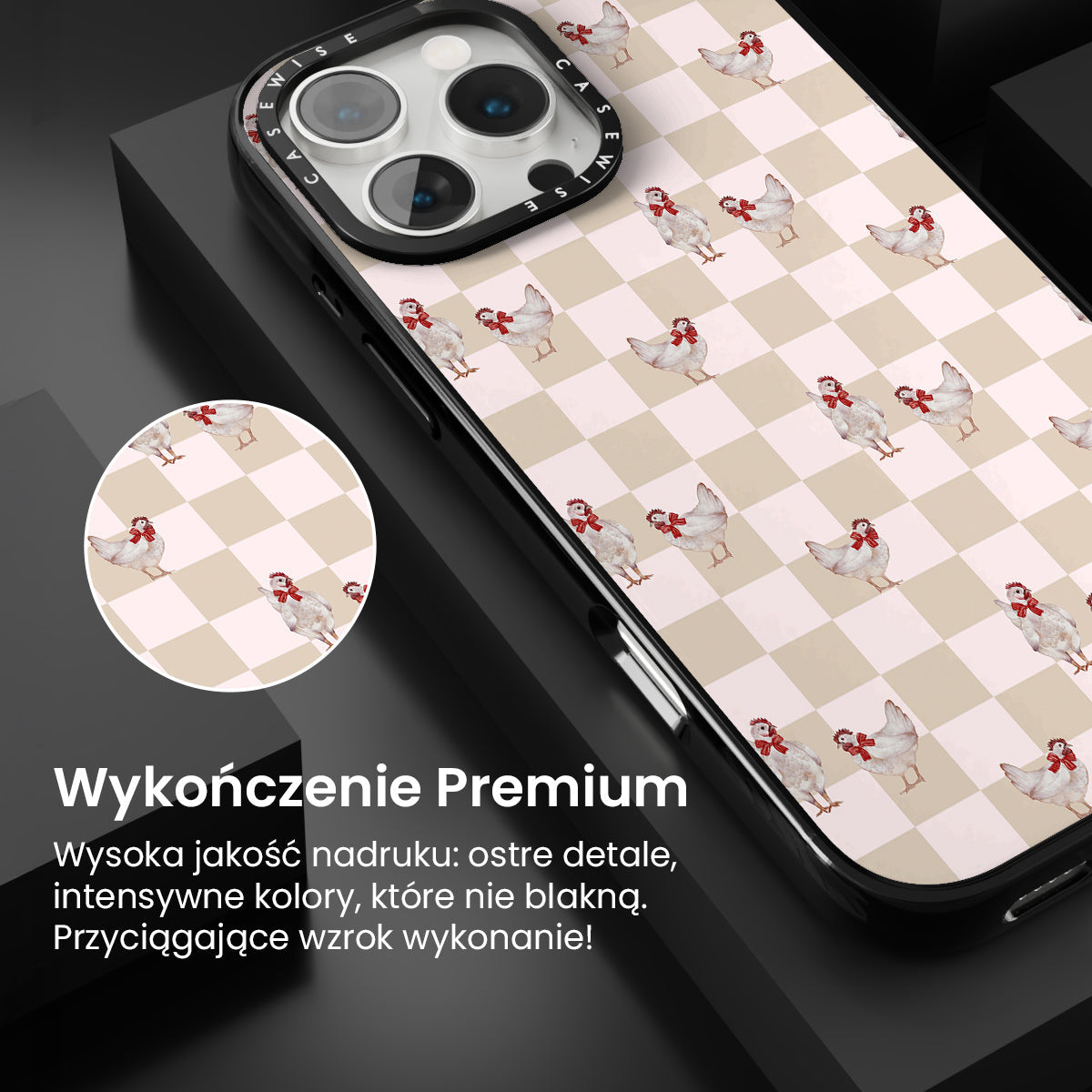 Kurczaki na kracie ciemny beż - Etui