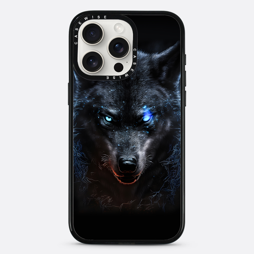 black angry Wolf blue eyes - Etui