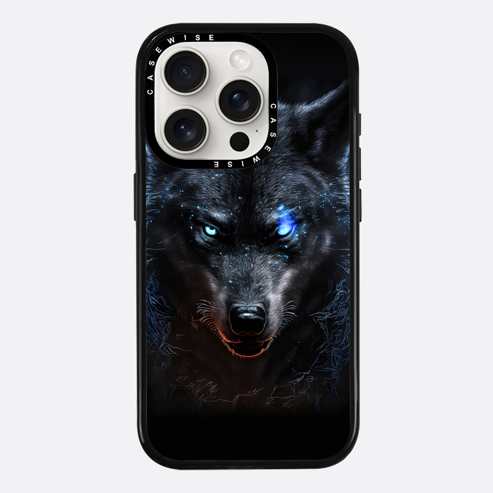 black angry Wolf blue eyes - Etui
