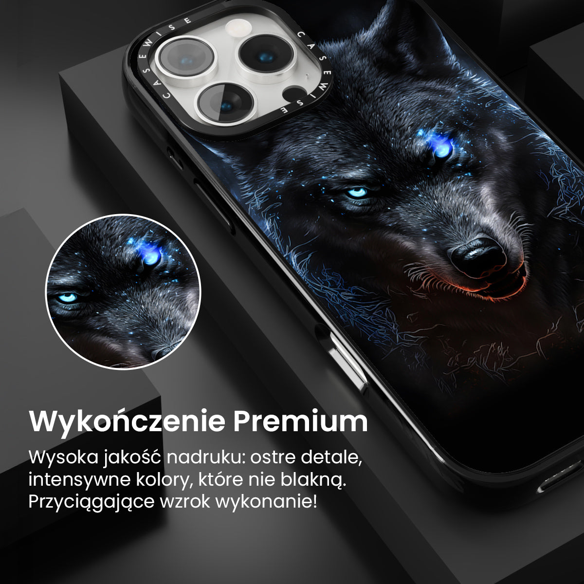 black angry Wolf blue eyes - Etui