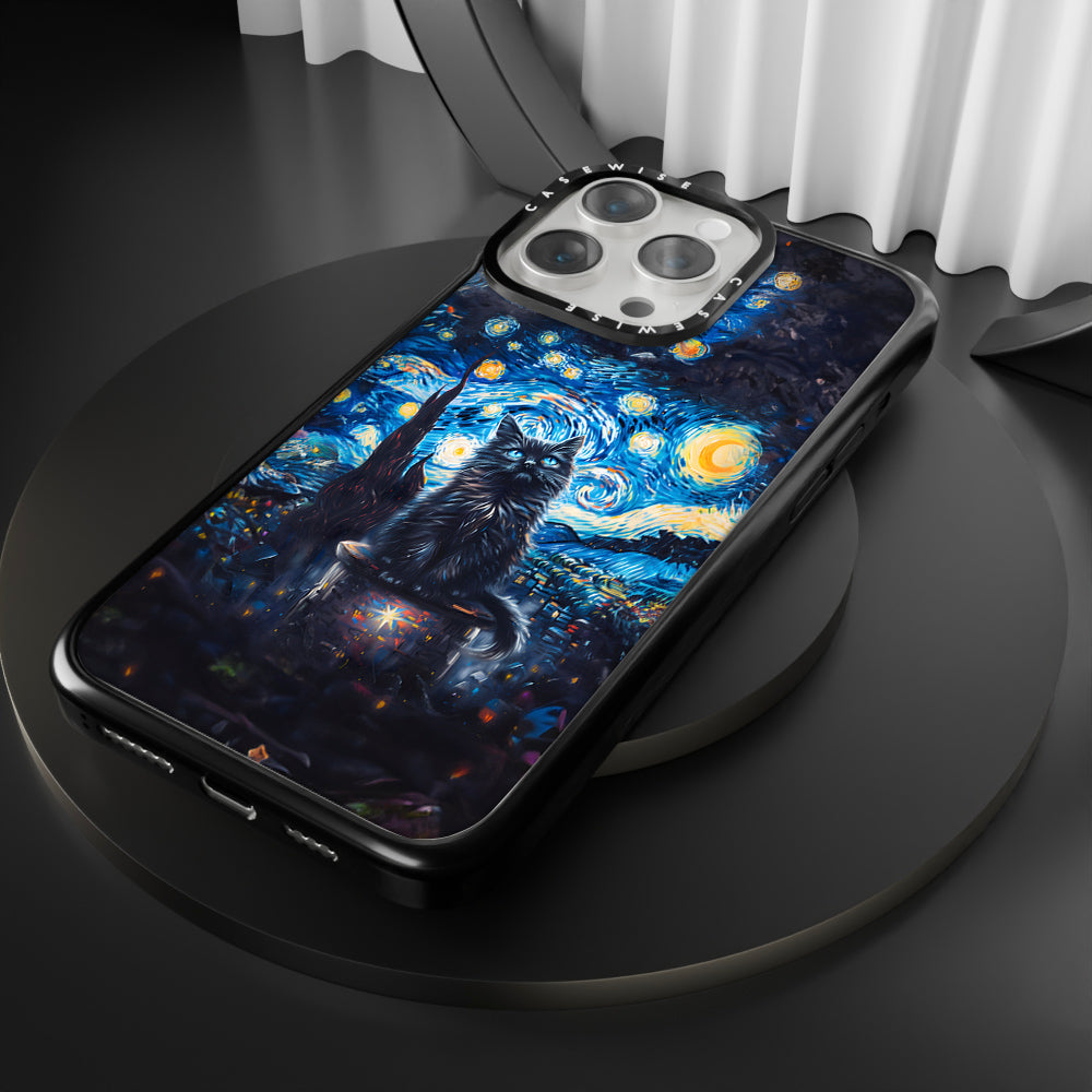 Black Starry Night Cat - Etui