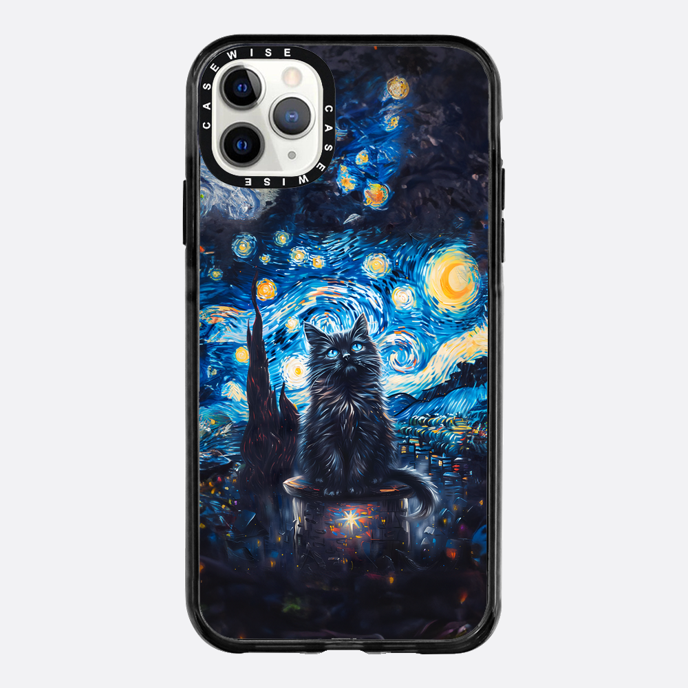 Black Starry Night Cat - Etui