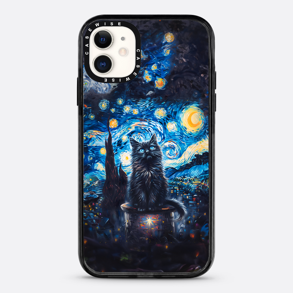 Black Starry Night Cat - Etui