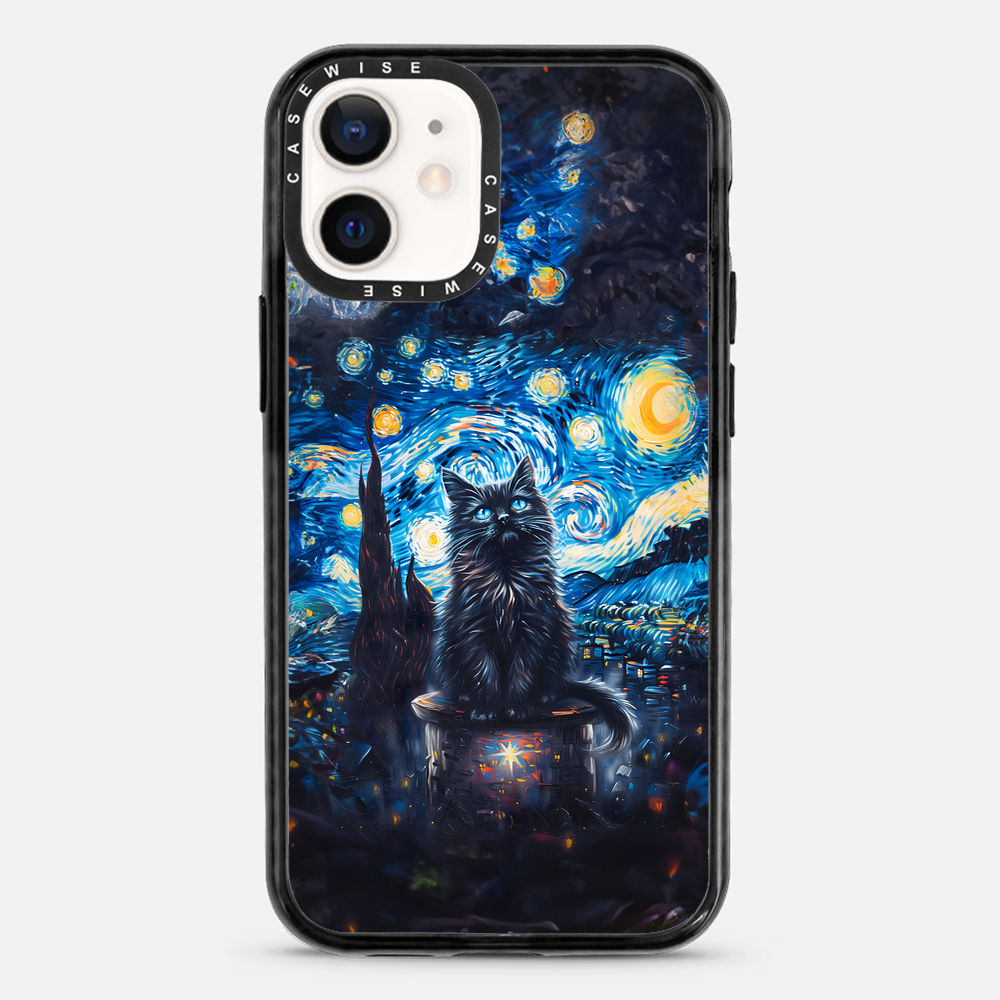 Black Starry Night Cat - Etui