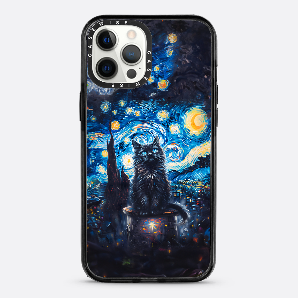 Black Starry Night Cat - Etui