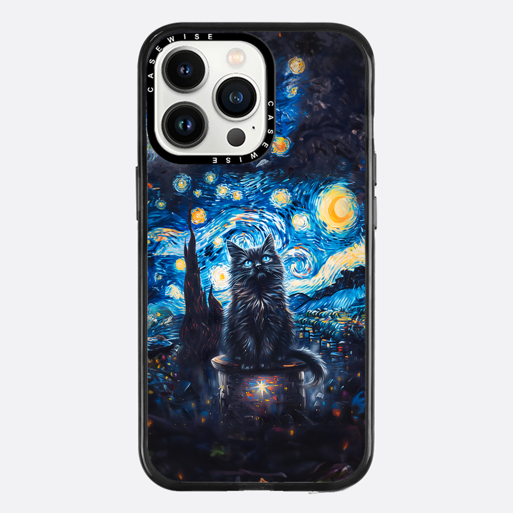 Black Starry Night Cat - Etui