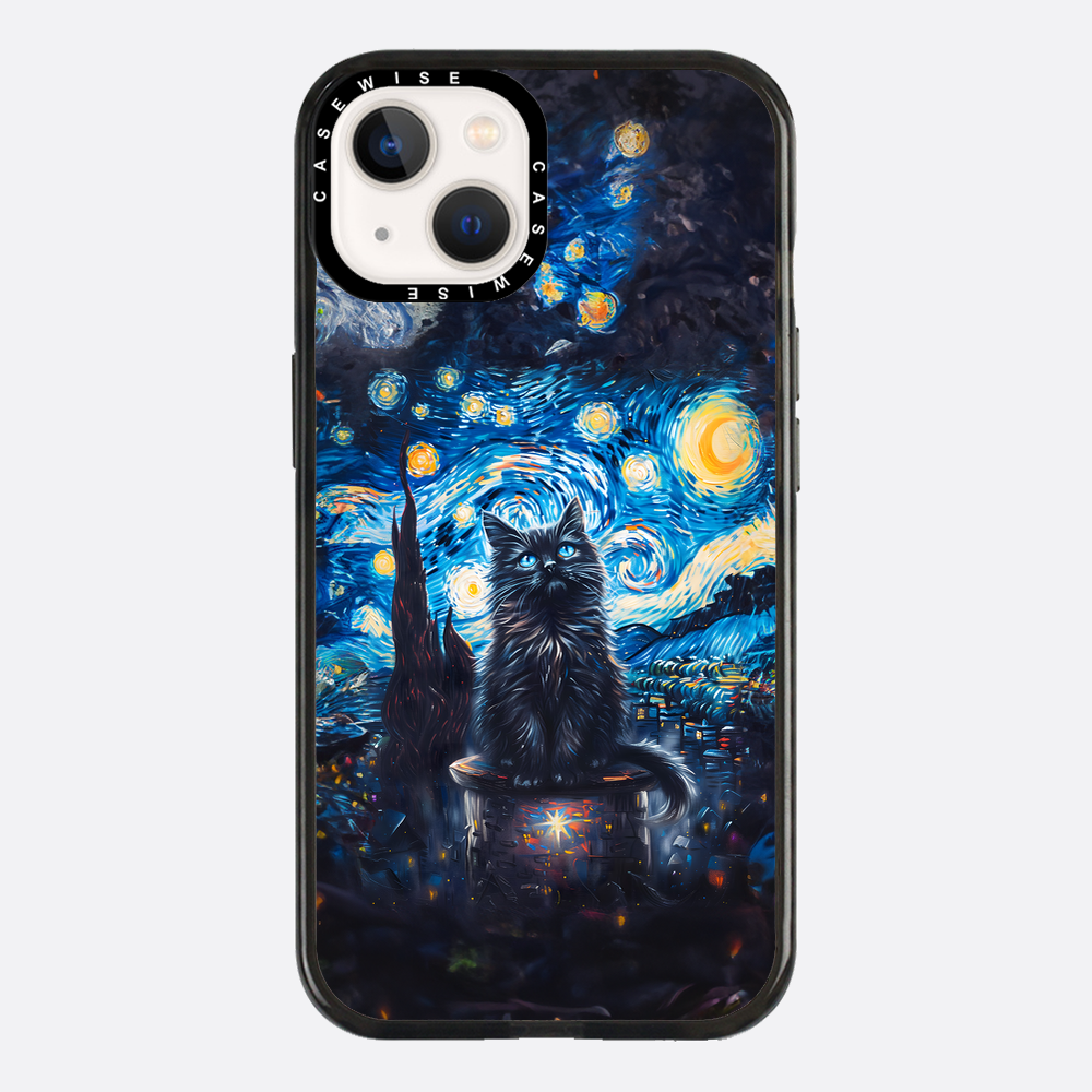 Black Starry Night Cat - Etui