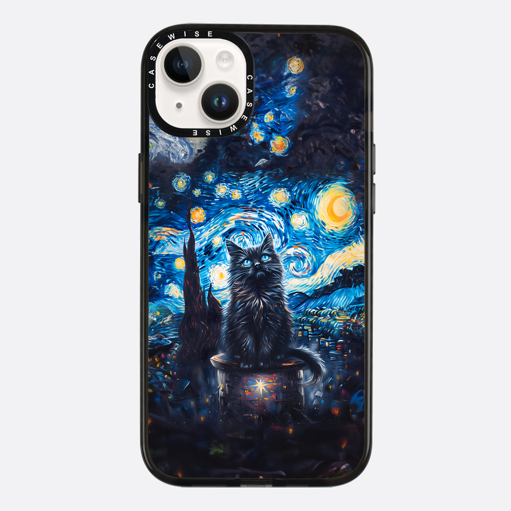 Black Starry Night Cat - Etui