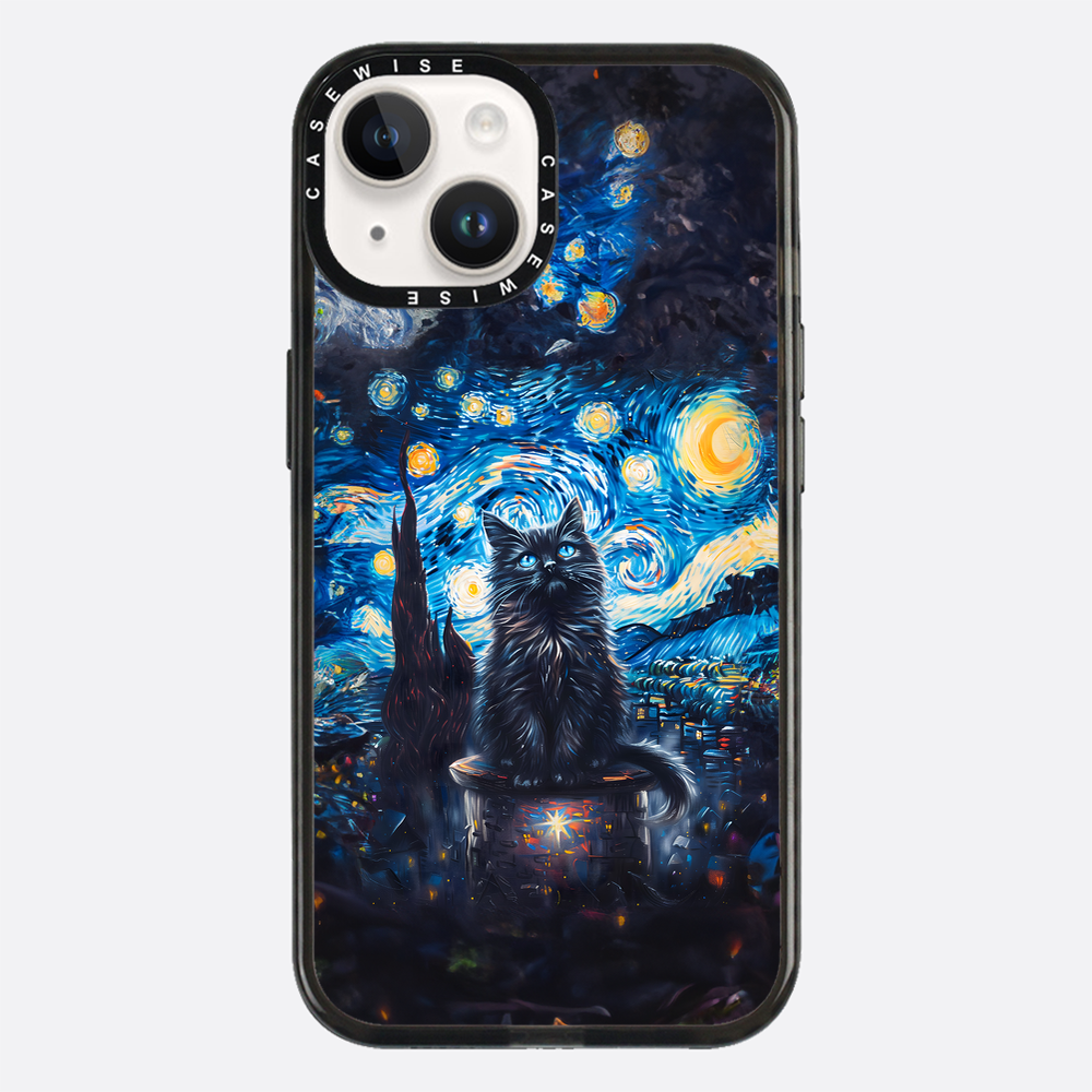 Black Starry Night Cat - Etui